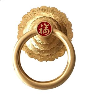 大门拉手仿古纯铜中式圆环铜把手门环铜拉环黄铜古铜古黑色铜圆环
