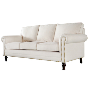 陆柒家居 现代美式沙发棉麻布艺三人位客厅 可拆洗沙发 高端定制