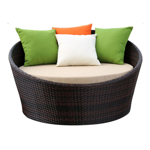 藤编大圆床沙滩床户外家具阳台室内躺床休闲藤编沙发圆形摄影藤床