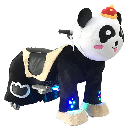 月腾游乐儿童广场毛绒电动车玩具 新款双人毛绒电瓶车 商场动物车