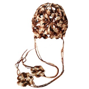 四季帽纯亚麻薄款透气手工编织辫子帽包头帽遮白发针织女帽镂空帽