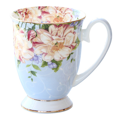 骨瓷水杯早餐杯牛奶欧式带盖