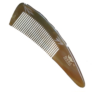 钻牛角尖湘西天然牛角梳子尖角竹叶纹美发梳按摩梳刻字包邮63014