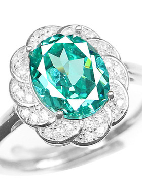 轻奢帕拉伊巴碧玺戒指女925纯银