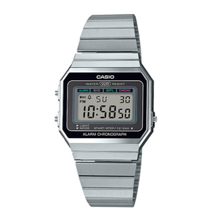 【新品6mm超薄】卡西欧casio 电力十年金银钢带方块手表A700W-1A