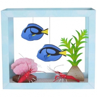 仿真海洋动物纸水族馆鱼类纸艺术手工DIY拼装玩具拍摄道具纸模型