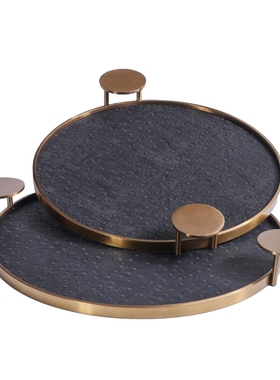 新中式风圆形金属会所软装饰品