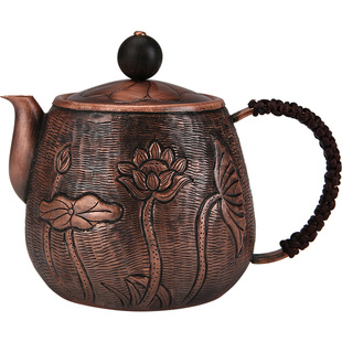侧把铜壶迷你小容量带柄功夫茶泡茶壶纯手工紫铜壶纯铜随手泡0.3L