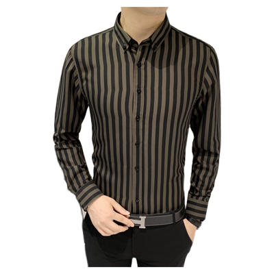 青少年帅气时尚爸爸外搭条纹衬衫