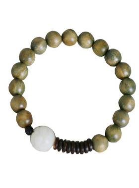 半两温柔|梨白|绿檀木佛珠手串森系学生手链檀香女文艺民族风饰品