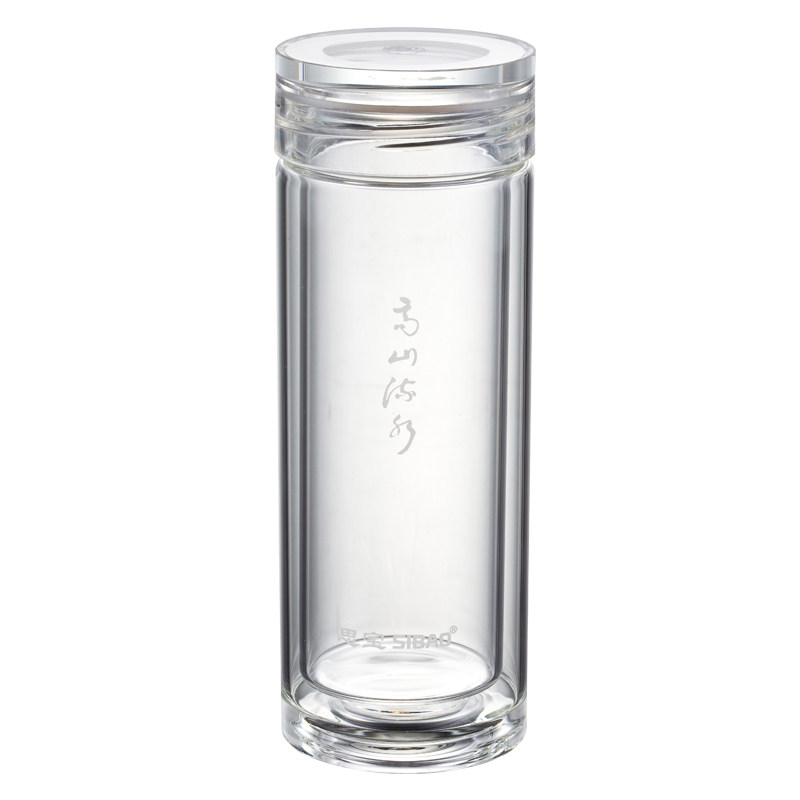 透明女士便携式茶漏双层玻璃杯