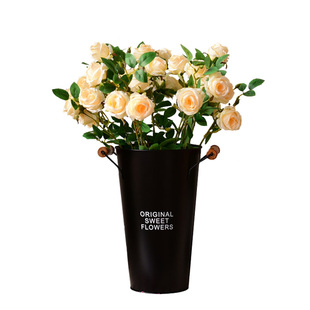 田园铁皮花桶花店干花插花鲜花桶创意橱窗摆件铁艺花盆装饰小花筒