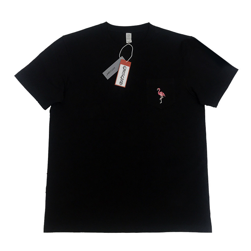 GYHSGOOD Pocket Tee 刺绣火烈鸟重磅厚实纯棉口袋短袖T恤情侣