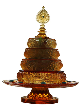 古法琉璃琥珀色曼扎盘