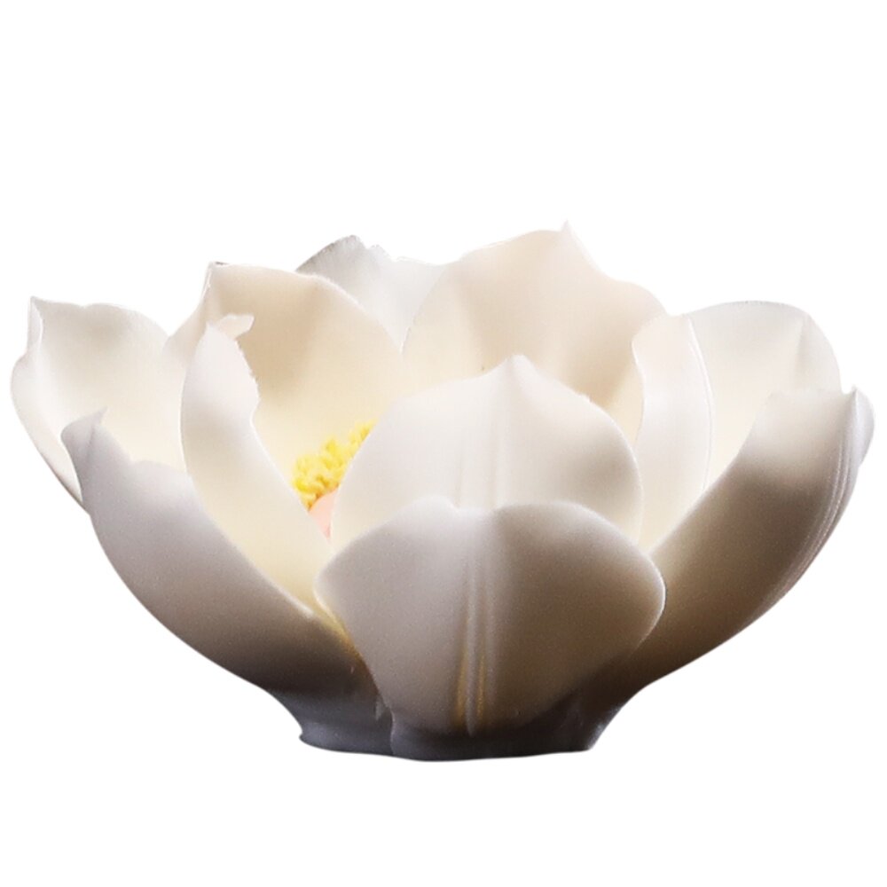创意陶瓷手工莲花白莲卧香插立香茶道配件线香炉香薰炉小荷花摆件