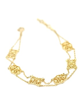 aget同款日式复古蕾丝镂空闺蜜叠戴手链女韩版纯银镀14K金色小众