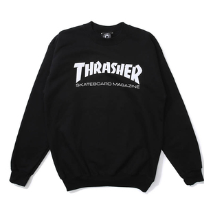 【爆赞】Thrasher 美版 加绒火焰基础字母无帽卫衣男女同款情侣款