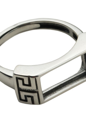 纯银方形复古琥珀蜜蜡情侣对戒