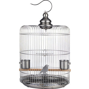 不锈钢八哥鸟笼可洗澡鹩哥画眉鸟笼子鸟哥玄凤专用鹦鹉笼豪华圆形