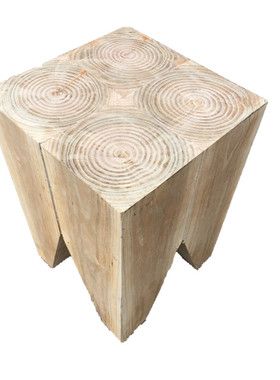 碳化乡村风全实木六角餐凳树墩