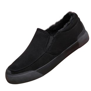 棉鞋男一脚蹬2025冬季男鞋加绒保暖休闲时尚潮流布面舒适板鞋二棉