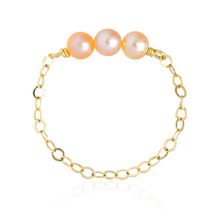 三个小闺蜜珍珠戒指女ins潮小众设计时尚个性玫瑰金叠戴链条戒指