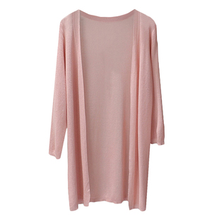 针织开衫女中长款夏季薄款修身长袖防晒披肩外搭中长款冰丝空调衫