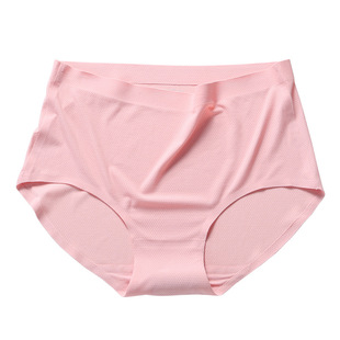大码高腰无痕内裤冰丝一片式胖mm200斤加肥加大棉裆裤头