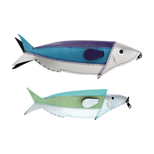 MATOKA PU皮手工鱼形笔袋眼镜零钱电子产品便携迷你收纳包