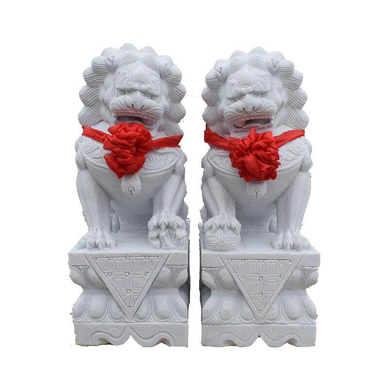 小石狮子一对汉白玉大理石青石看门镇宅墓地守陵花瓶香炉定做石雕