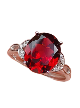 日韩天然石榴石戒指女指环女戒子