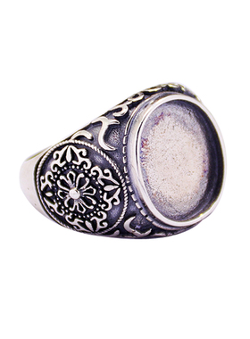 diy霸气风勋章蜜蜡蓝珀戒指空托