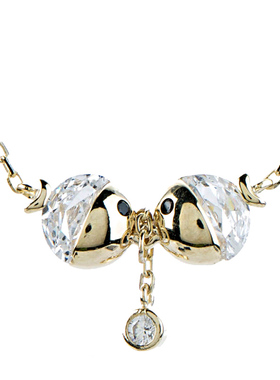 S925纯银亲嘴鱼女日韩冷淡风项链