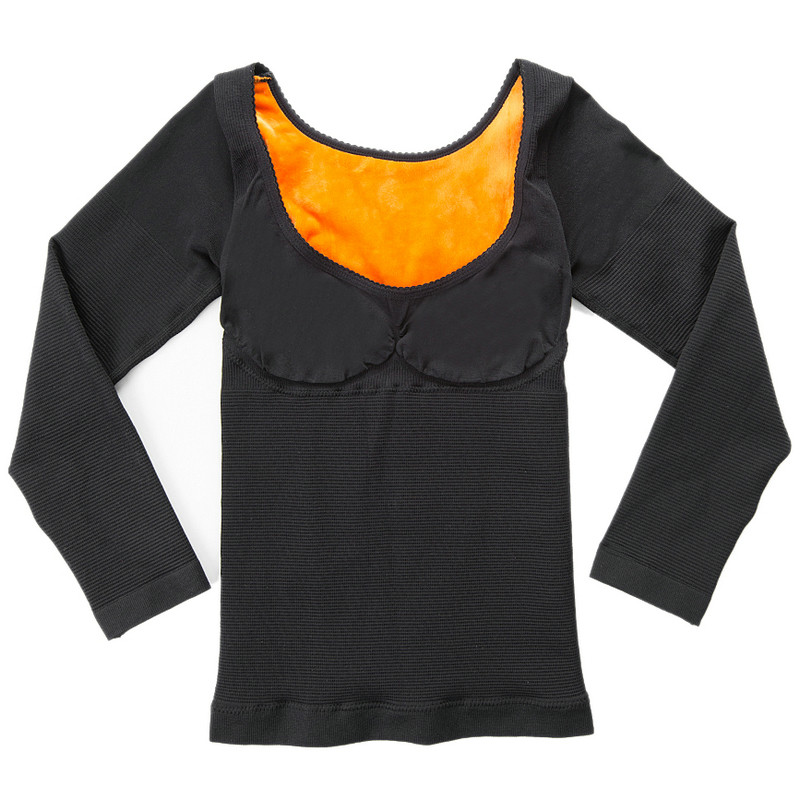冬季加绒加厚保暖塑身美体衣长袖包胸收腹束身美体金色绒护体打底