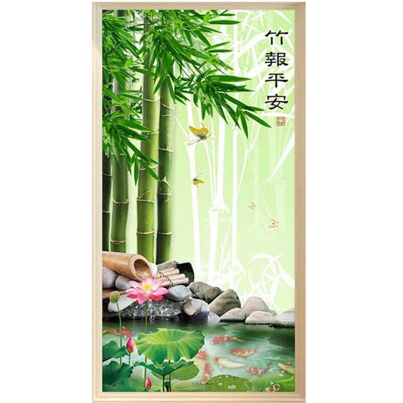 2026新款手工点钻石画玄关竖版竹报平安满钻粘钻贴钻石十字绣线绣