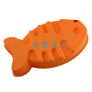 烤箱用自制烘烤一体成型卡通鱼骨头造型大号蛋糕面包披萨硅胶模具