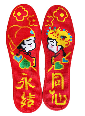 人工十字绣鞋垫成品纯手工绣好的