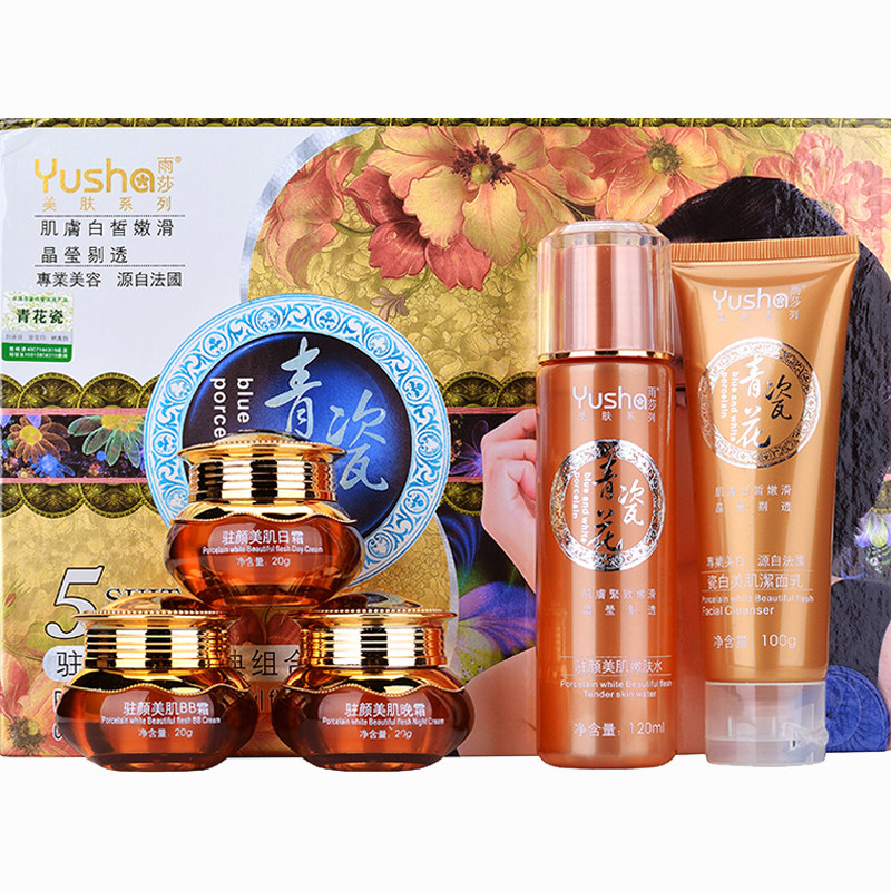 雨莎青花瓷美肌经典套装五合一中面部护理套装
