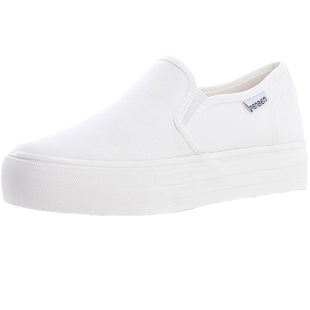 人本松糕帆布鞋女小白鞋春季女款板鞋百搭懒人布鞋软底舒护士鞋