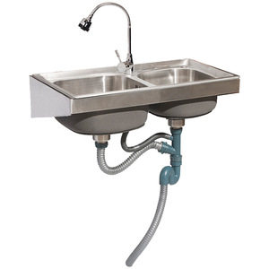 索鹰厨房不锈钢水槽带墙上三角支架洗菜盆水池双槽商用食堂洗碗池