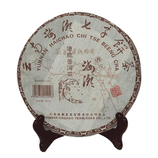 仓库老茶勐海普洱茶熟茶饼海潮饼茶357g海潮七子饼茶叶依香