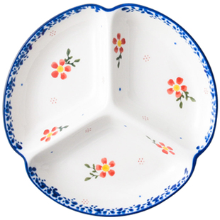 北欧创意分格早餐盘 陶瓷分隔盘子减脂定量餐盘菜盘点心盘坚果盘