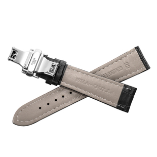 正品海鸥手表原装蝴蝶扣真皮表带22# 22mm黑色通用皮带配件