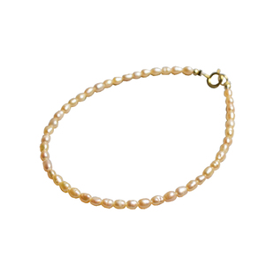 Ciel原创手工天然淡水小米珍珠手链粉色极细3mm叠加戴脚链项链女