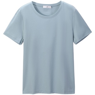 万丽（服饰）女士80支双面丝短袖纯棉宽松纯色基础百搭T恤