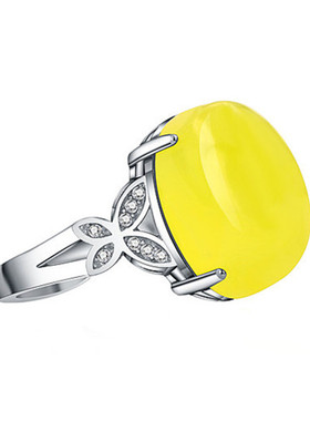 925纯银戒托女士戒指蛋形翡翠