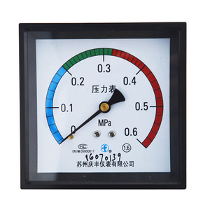 灭菌炉新款方形嵌入式压力表Y100ZT-FT各量程0.3456MPA内室高温