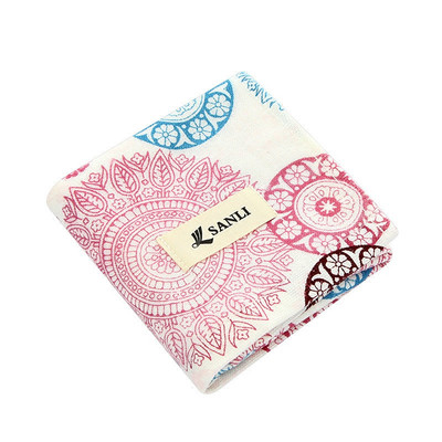 3条装三利方巾竹纤维印花洗脸帕