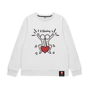 keith haring联名加绒卫衣男off潮牌white加厚春季圆领长袖情侣装