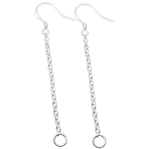 925纯银耳勾古风长款流苏耳环银饰配件手工diy平安扣耳坠耳钩材料